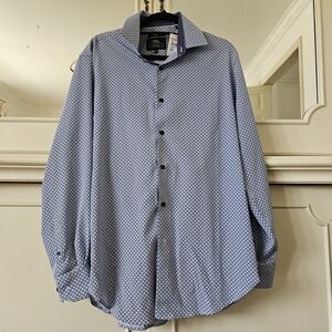 Vince Camuto Blue Dress Shirt with Button Down Collar and Long Sleeves